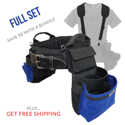 FULL SET - Boulder Bag Ultimate Electrician MAX Comfort Combo Tool Belt w/ Comfort Padded Suspenders