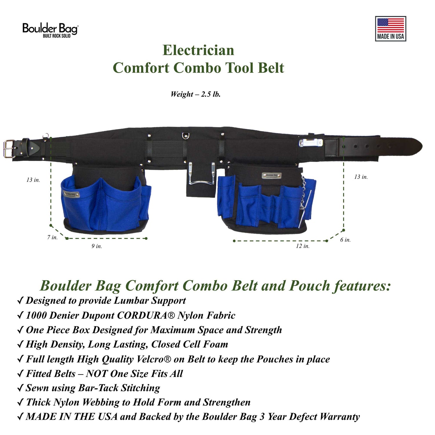 Boulder Bag Electrician Comfort Combo Tool Belt | Boulder Tool Belts