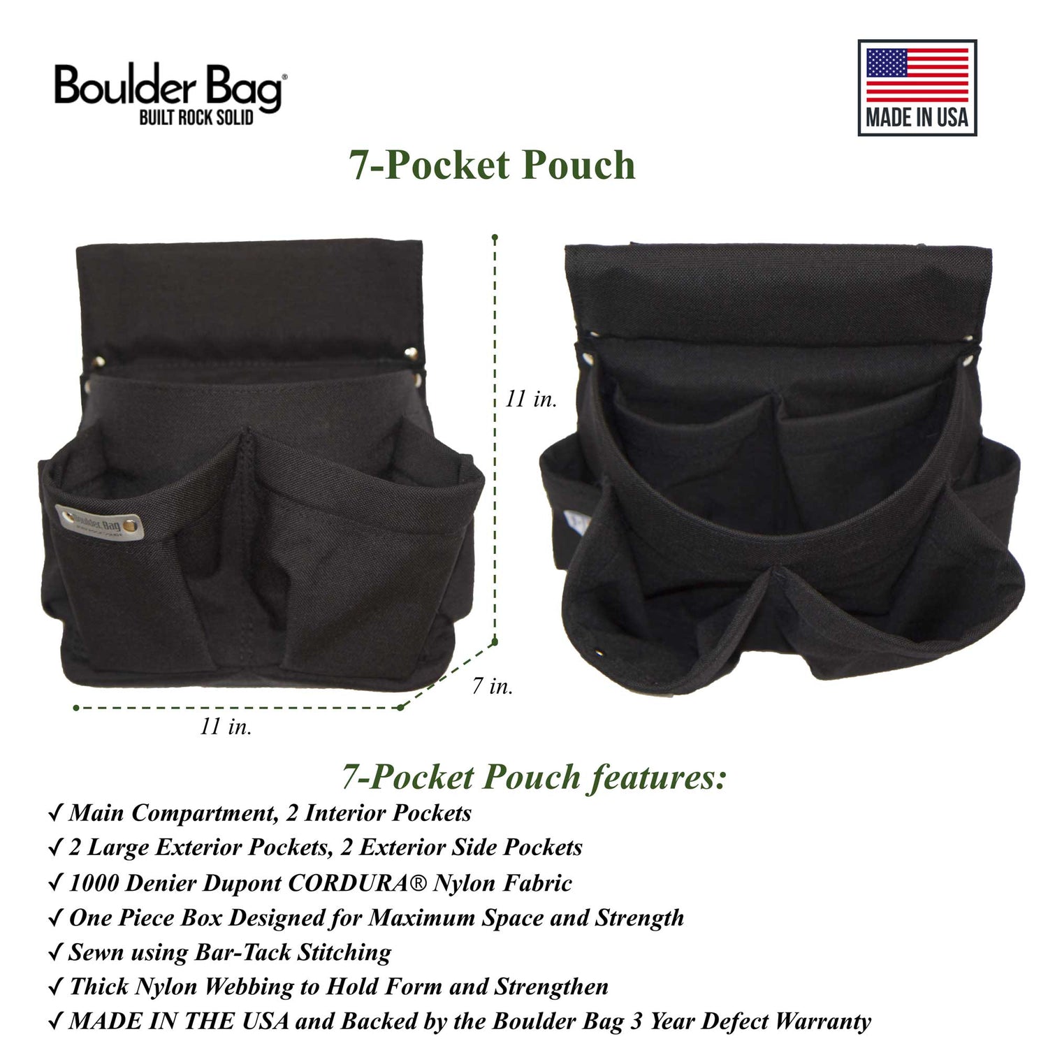 Product image for Boulder Bag 110-BK Black Left Hand Tool Pouch